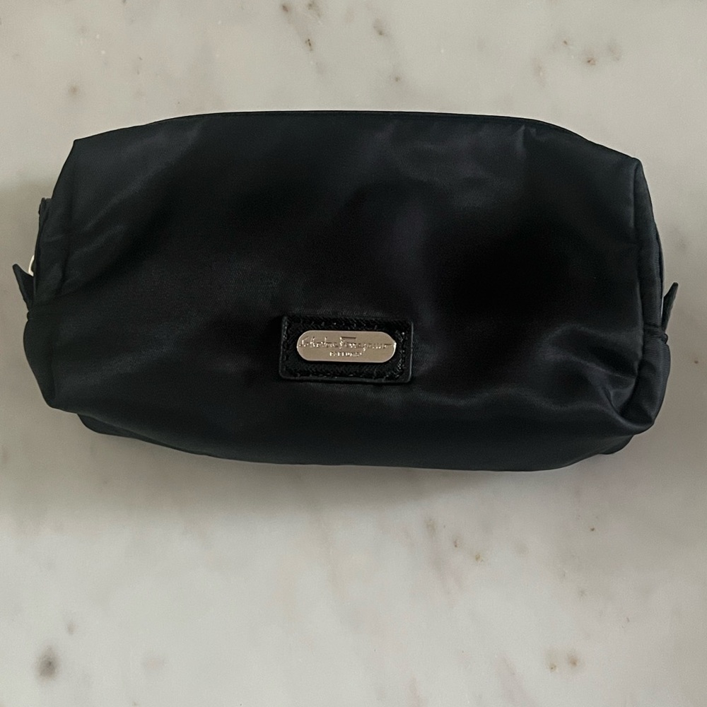 Salvatore Ferragamo Parfums Cosmetic Bag Pouch Black Nylon